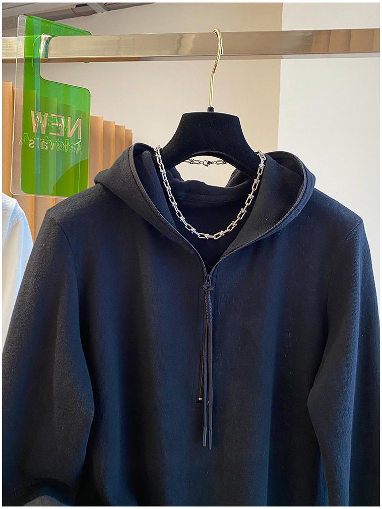 Autumn/Winter Women's Half-Zip Hooded Long-Sleeve Casual Top