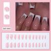 24Pcs Pink Leopard Print French Tips False Nails Short Square Head 3D Black Bowknot Fake Nails Acrylic Full Cover Press On Nails