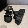 Fashion NEW 8CM Heels Wedge Slides Sandals Women Casual Outdoor Slippers Female Summer Non Slip Beach Slipper Walking Chunky Shoes Woman