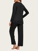 European & American Women's Fashion: Autumn 2025 2-Piece Pajama Set – Casual Long Sleeve Top & Pants with Pockets