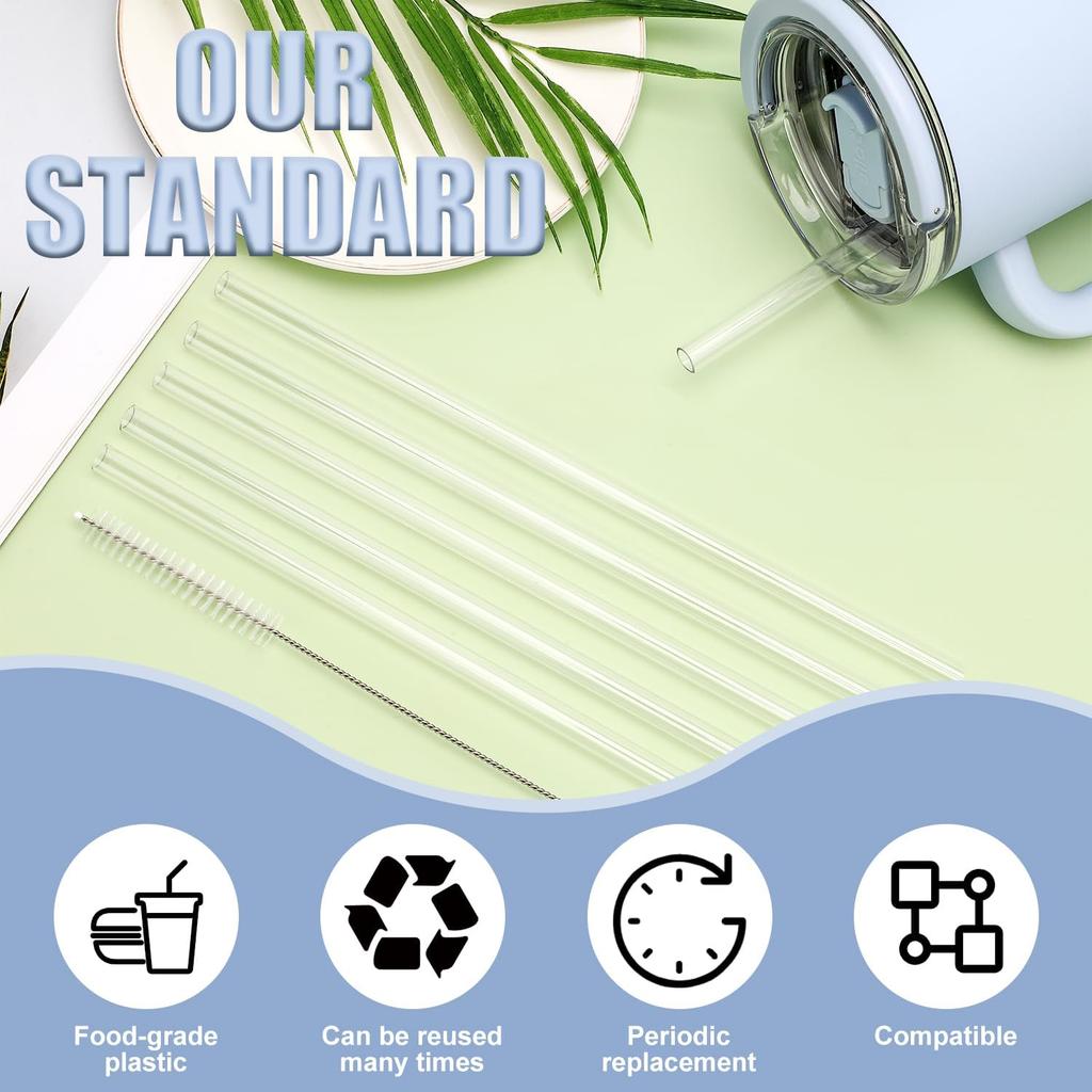 6pcs Replacement Straws for Ello Port 40oz Tumbler, Free BPA Reble Plastic Straws with Cleaning Brush for Travel Water Bottles Accessories