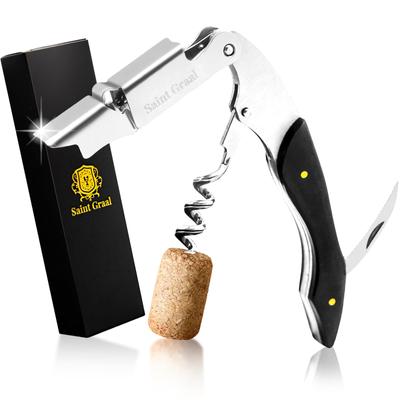 SaintGraal Vinkorkskruv Sommelierkniv Flasköppnare Korkskruv Stilfull Alkohol Födelsedagspresent Dagsgåva [Sommelier Rekommenderad] Fars dag (Ebenholts trä)