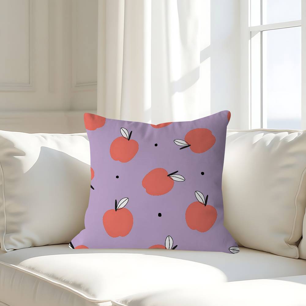 Cartoon Apple Simple Pillow Case Removable Washable Cushion Cover – All-Season Soft Linen