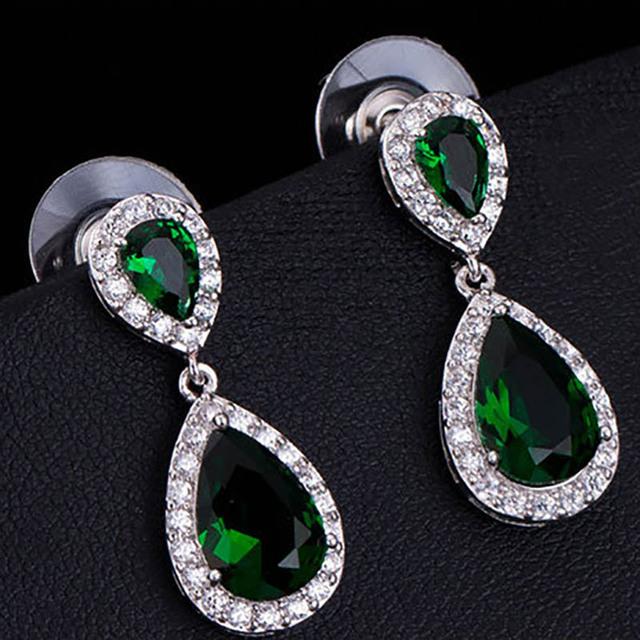 

Cellacity модные серьги из серебра 925 пробы для женщин, ювелирные изделия, драгоценные камни в форме капель воды, вечерние рубиновые, сапфировые, изумрудные капли для ушей зелёный