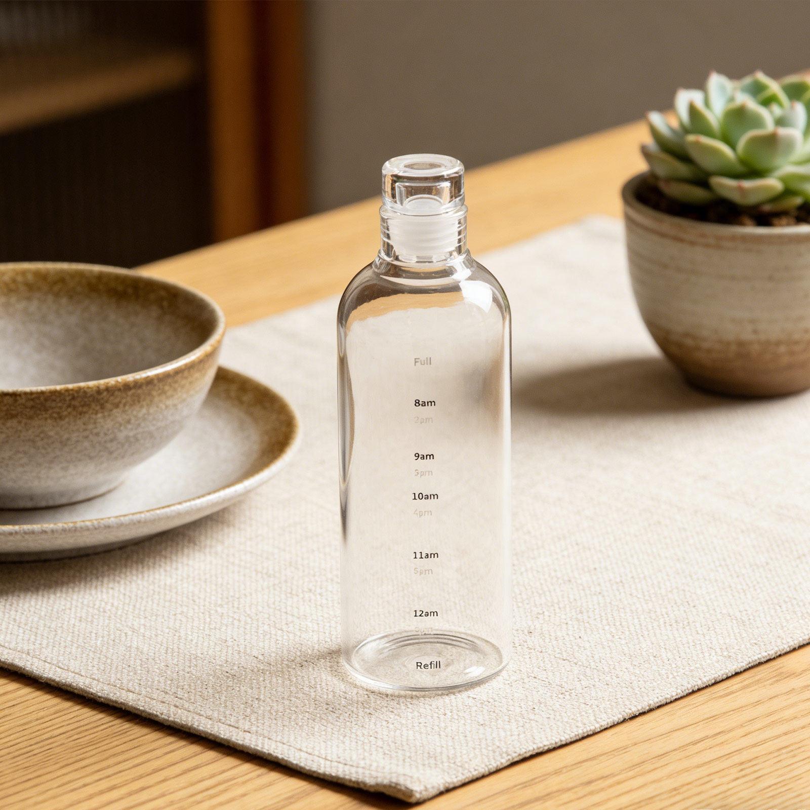 

Clear Glass Water Bottle Large Capacity Leakproof Portable Cup with Time Scale for Travel Office Home Fitness Sports Gym other