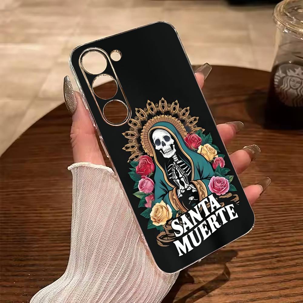 

S-Santa -M-Muerte P-print Phone Case For Samsung Galaxy A71,A70,A52,A51,A40,A30 Transparent Cover Samsung a40