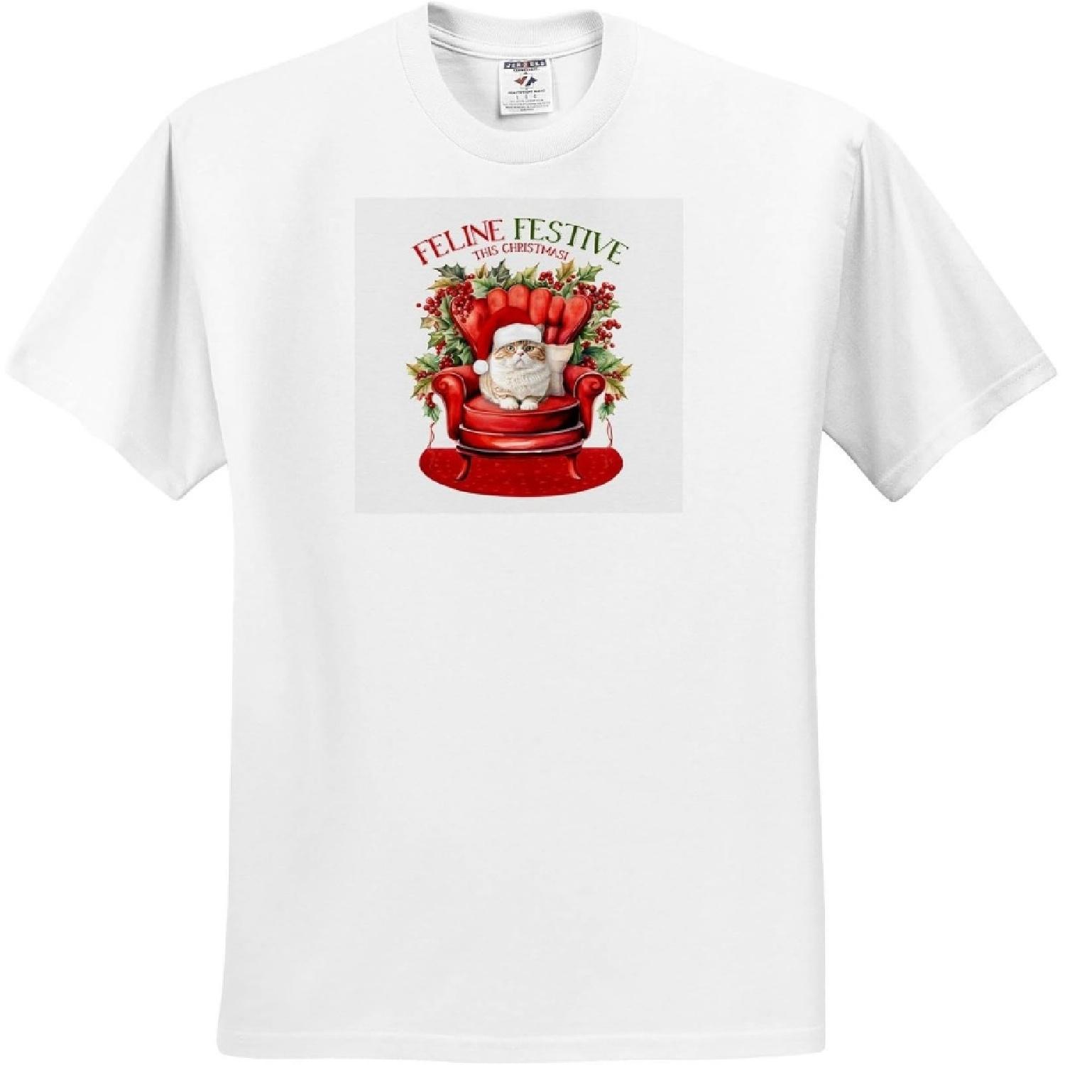 3dRose, Orange Tabby British Shorthair Cat for Cat Moms Festive Holiday Season, T-Shirt XXXXXL белый
