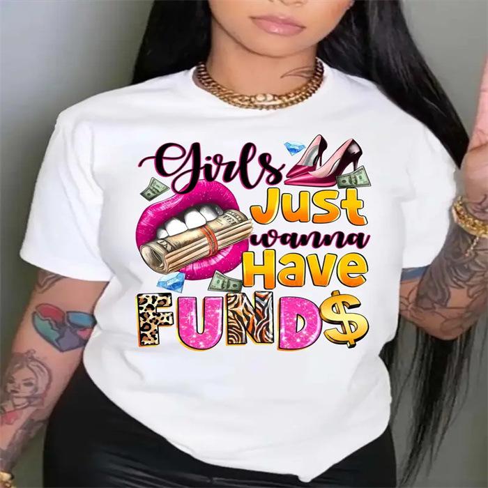 Summer Round Neck Printed Top Fashionable Casual Cute Short Sleeved Women's Pure Cotton T-shirts