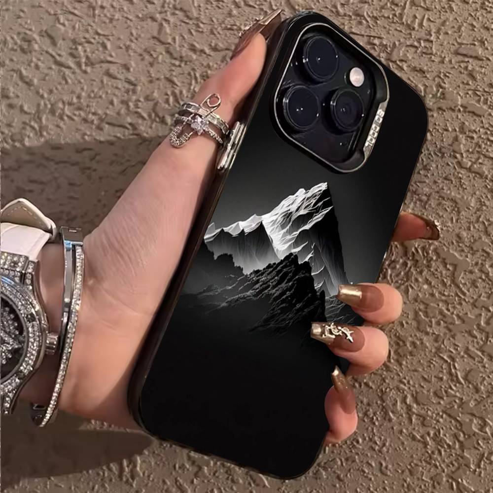 Black Mountain INS Design Phone Case For iPhone 17,16,15,14,13,12,11,Pro,Max,Plus Shockproof Cover