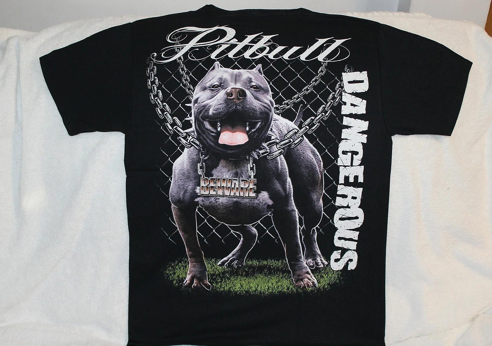PITBULL TERRIER BEWARE DANGEROUS CHAIN FENCE T-shirt 4XL