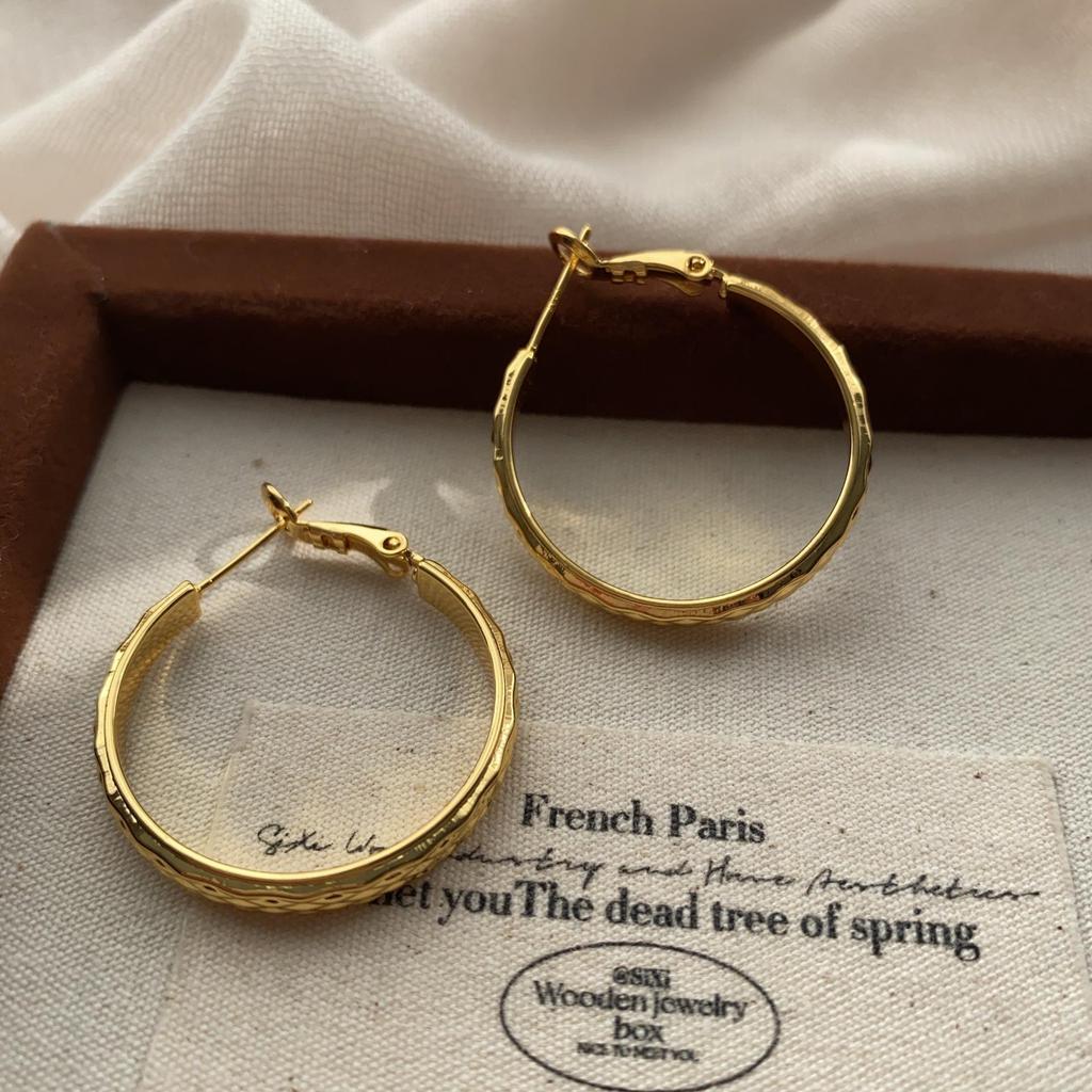 Classic Circle Earrings Earrings Individuality Light Luxury Simple High Temperament Cold Low-Key Texture Versatile Earrings