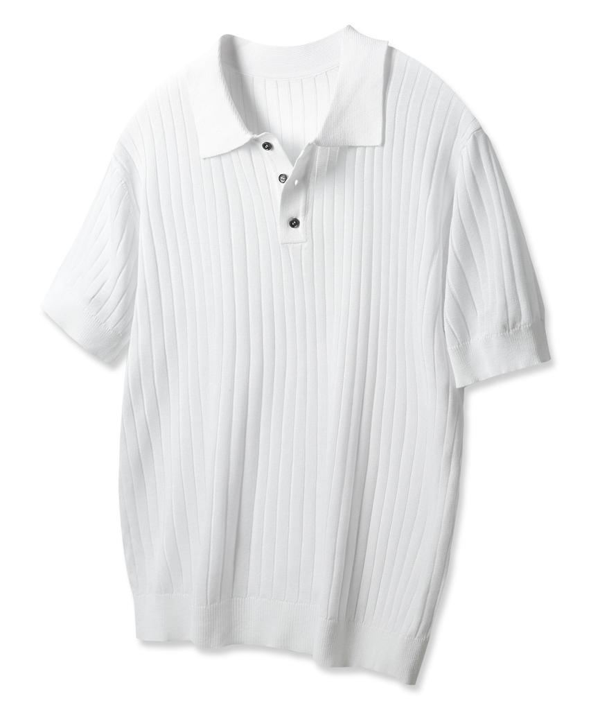 ALVINCLO [Deluxe] Vertical Ribbed Collar Short Sleeve Knit Dlx2914 (3 Colors)