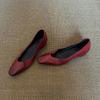 Sheepskin Version~ Retro Literary and Artistic Style Inner Height Increase Leather Shallow Mouth Single Shoes Women's Simple Square Head Versatil