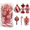 Christmas decoration set of 13, including crutches, candies, lollipops, pine cones, painted Christmas balls, Christmas tree ornaments
