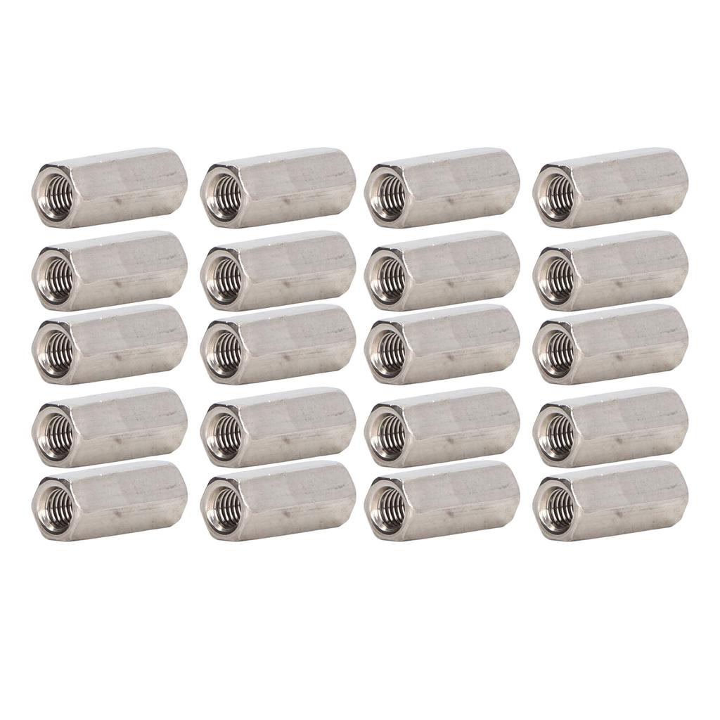 20Pcs Hex Coupling Nut 304 Stainless Steel Rust Proof Female Thread M5 Connector Nut Silver