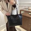 Elegant Black White Brown Pu Large Capacity Tote Bag For Women Stylish Casual Spring
