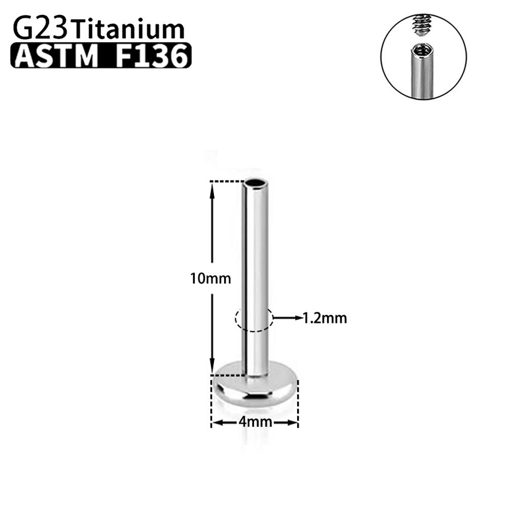 1/10 Pezzi Titanio Labret Stud Filettatura Interna Push Pin Trago Helix Conchiglia Septum Base Piatta Plug-in Gioielli per Piercing all'Orecchio