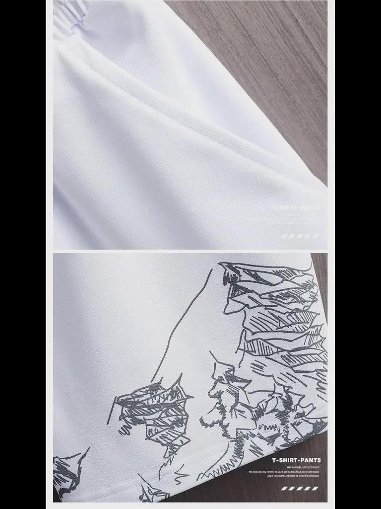 Men's 2024 Trendy Summer Sports Set: Youth Shorts & Korean Style T-Shirt
