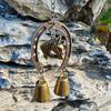 Creative Retro Wind Chimes Horse-Shaped Courtyard Hanging Ornament Blessing Metal Pendant  Backyard