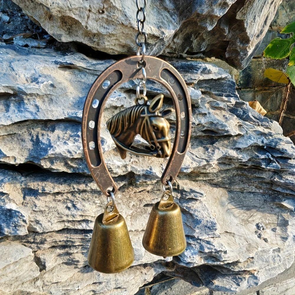 Creative Retro Wind Chimes Horse-Shaped Courtyard Hanging Ornament Blessing Metal Pendant  Backyard