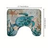 3pc,  Soft and Non-Slip Turtle Bathroom Rug Set - Includes Absorbent Bath Mat and U-Shaped Contour Rug - Perfect for Bathroom and Shower - Machine