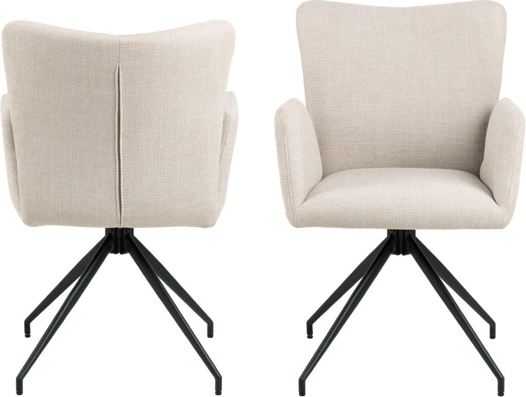 Beige SWIVEL CHAIR WITH ARMRESTS, metal legs