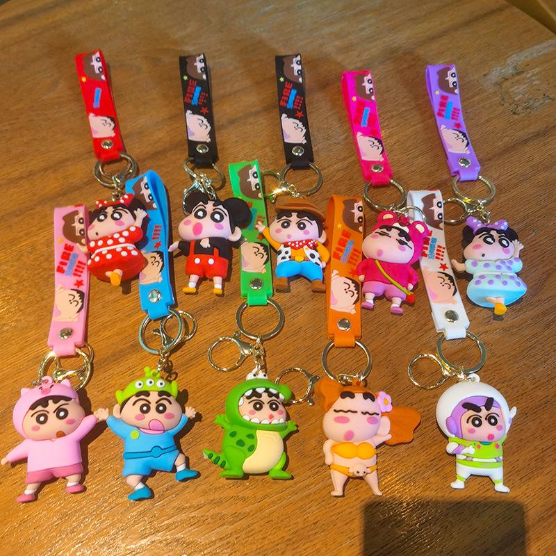 New Anime Crayon Shin-chan Kawaii Q Version Cos Cross Dress Funny Figure PVC Model Toys Doll Couple Keychain Gifts