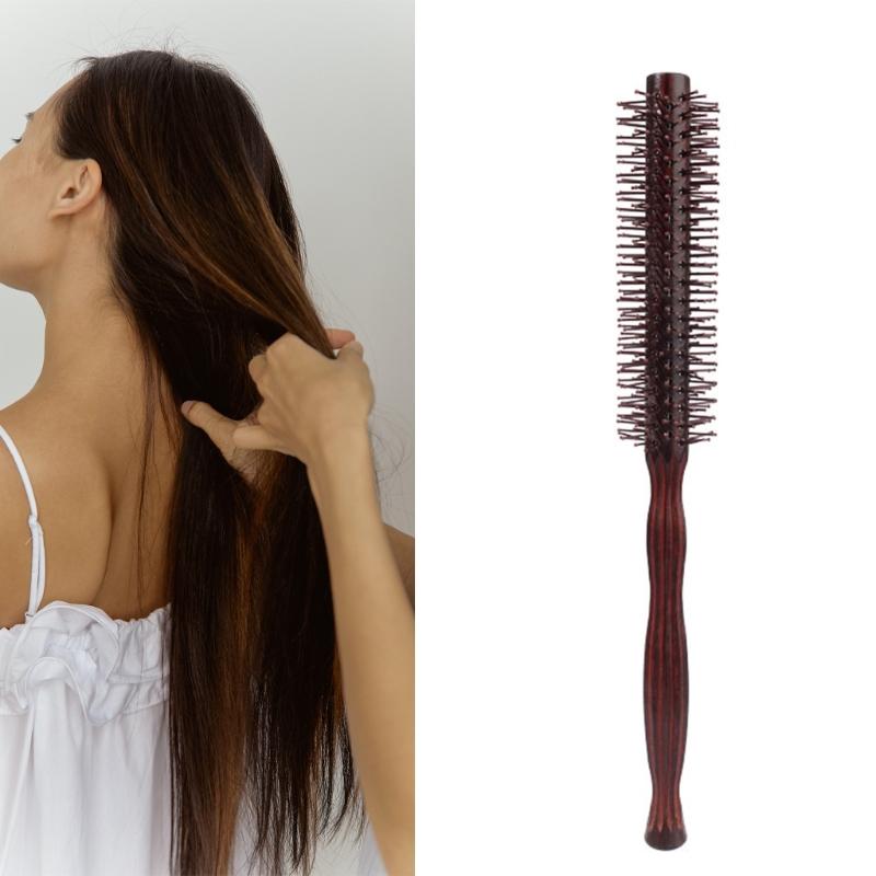 Kleine runde Haarbürste zum Föhnen mit weichen Nylonborsten Mini-Rollen-Stylingbürste für trockenes, lockiges Haar 1,18 Zoll