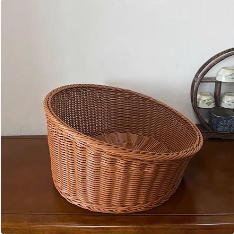 Плетеная вручную ротанговая наклонная корзина для фруктов