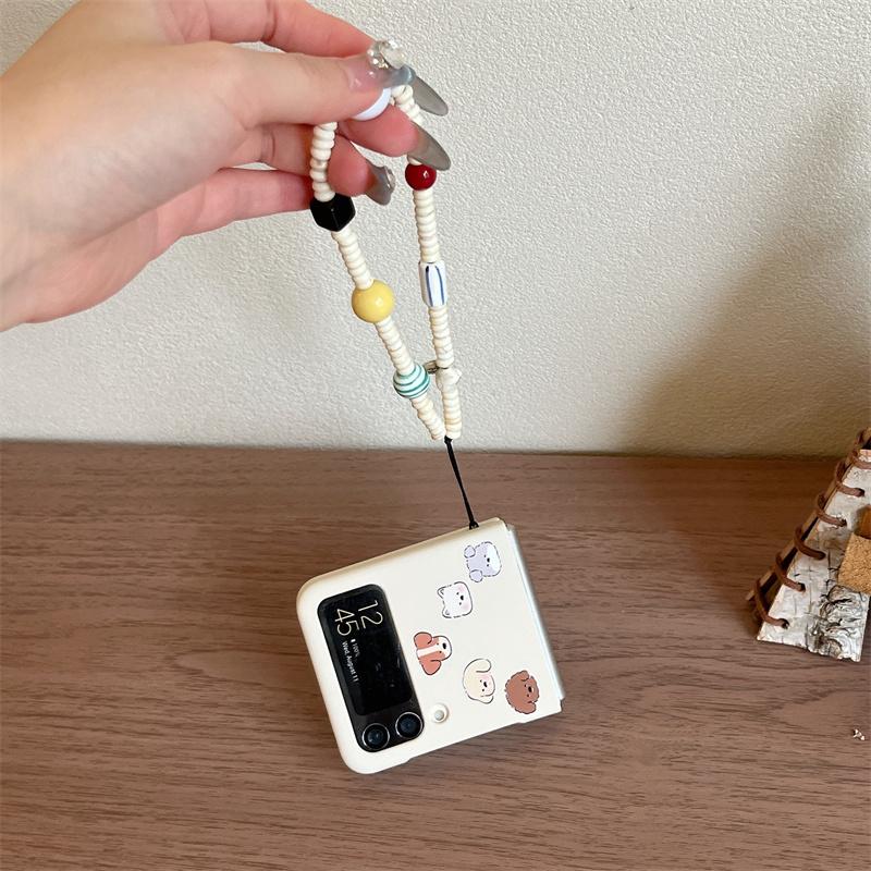Husă de Telefon Cățeluș Drăguț Desen Animat Coreeană Pentru Samsung Galaxy Z Flip 7 6 5 4 3 Husă cu Lanț Kawaii Huse Dure pentru Flip6 Flip7 Capa