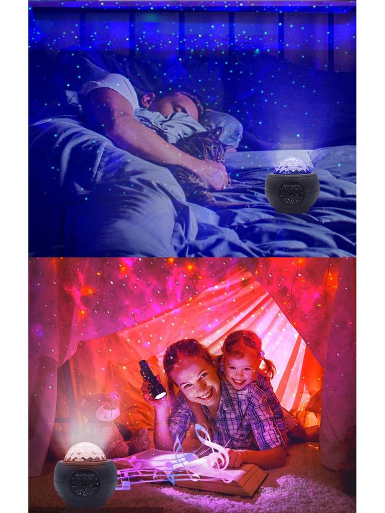 Bluetooth Starry Sky Projector: LED Water Wave, Laser Stars, Colorful Night Light, Creative Gift Lamp