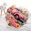 Vintage Pink Truck with Flowers - Circular  DecorUmbrella, Portable 3-Fold Compact Umbrella,Christmas Gift ES635