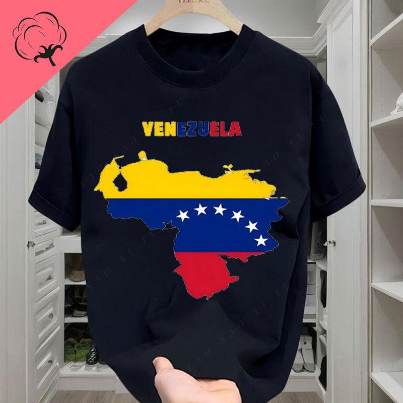 Venezuela Flag T Shirt Unisex Short Sleeve Crew Neck Tops Camisa Graphic T Shirts Cotton Casual Clothing Camisetas Ahegao