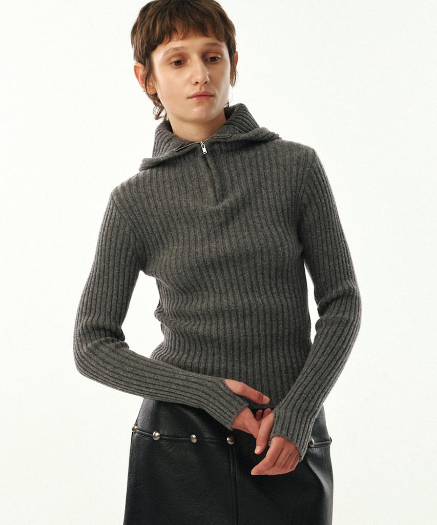 MOONSUN Unisex, Balaclava Knit Top / Gray