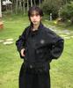 Damish Crop Flower Logo Black Denim Blouson