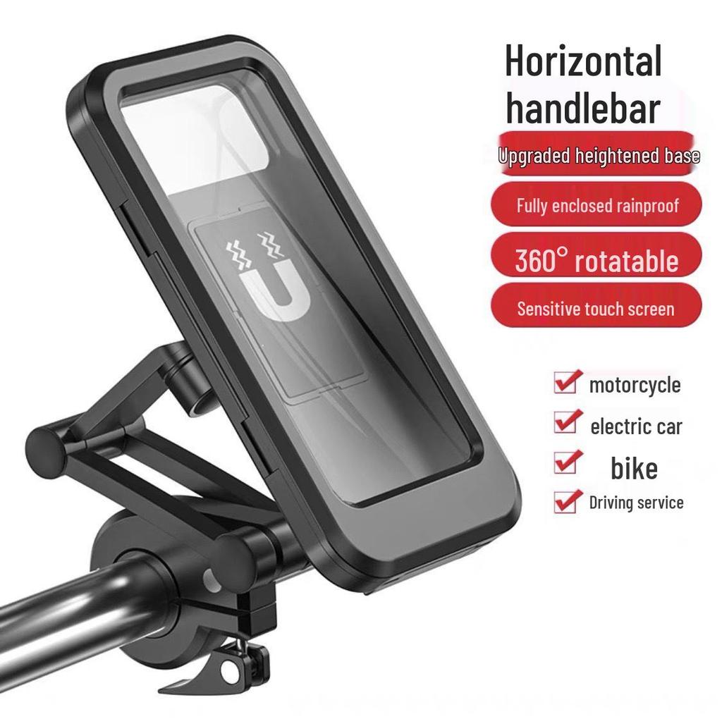 Waterproof Shockproof Phone Holder for Motorcycle & Bicycle Handlebars with Rainproof Telescopic Bracket