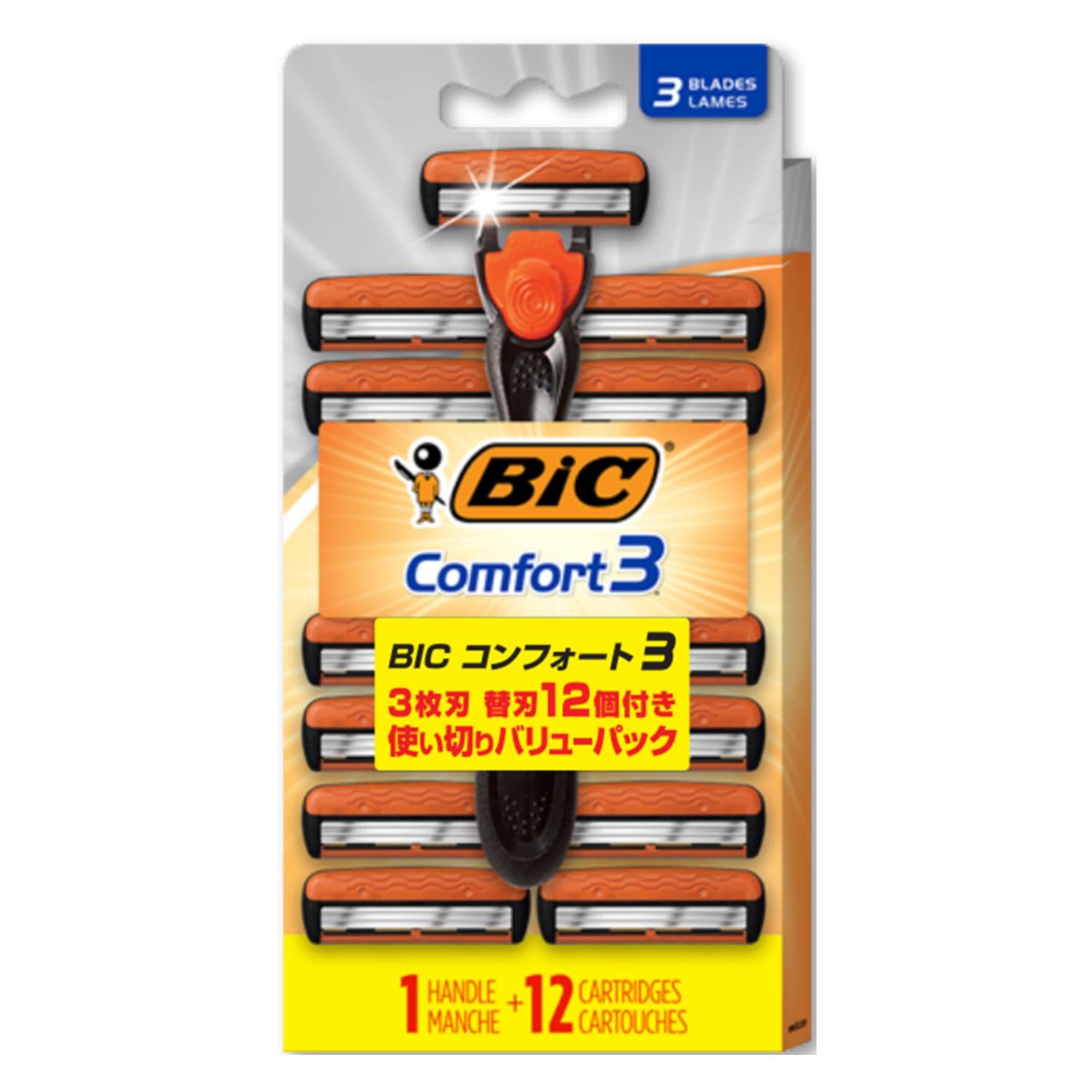

BIC Comfort 3 holder 12 spare blades disposable value pack (3 blades) +