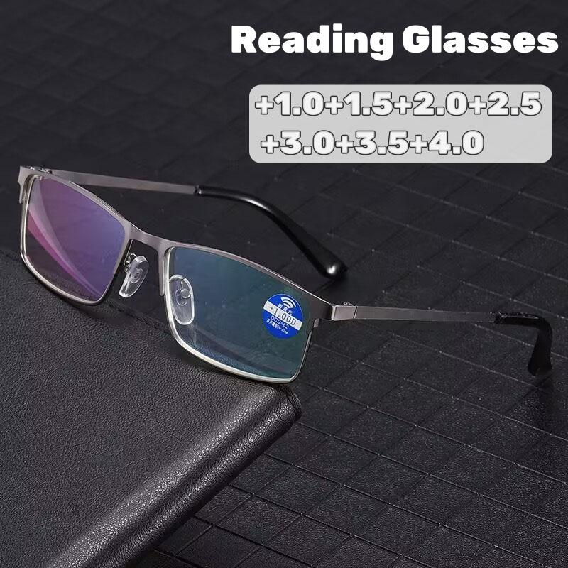 Business Square Full Frame Reading Glasses HD High Quality Luxury Brand Women and Men Ultra Light Presbyopia Eyeglasses Diopter