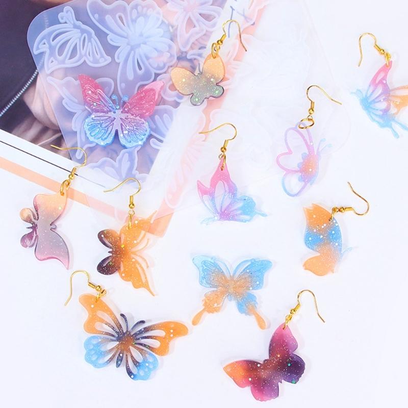 Moules à boucles d'oreilles en forme de papillon accrocheur Moules en silicone pour pendentifs d'oreilles personnalisés pour les amateurs d'artisanat