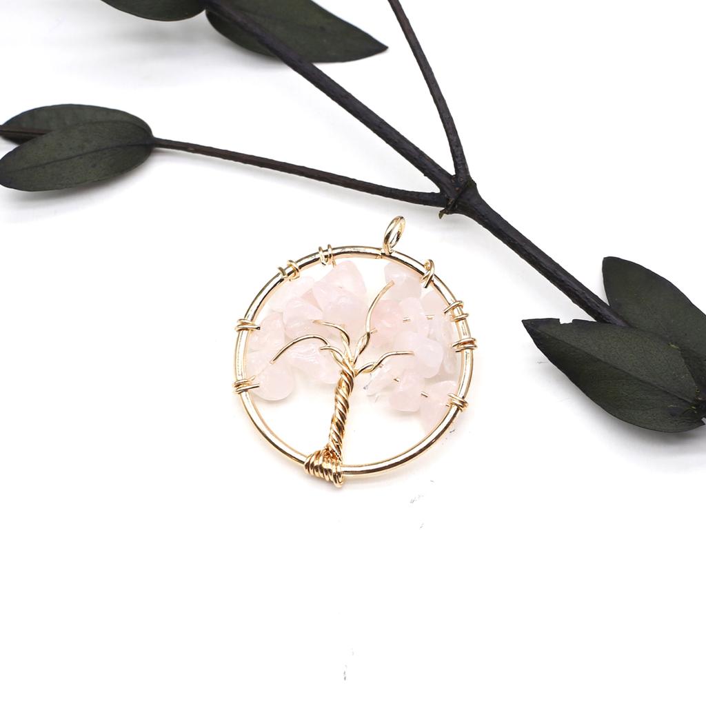 2Pcs Small Pendant Natural Stone Tree-Life Winding Pendant For Jewelry Making DIY Necklace Bracelet Accessory