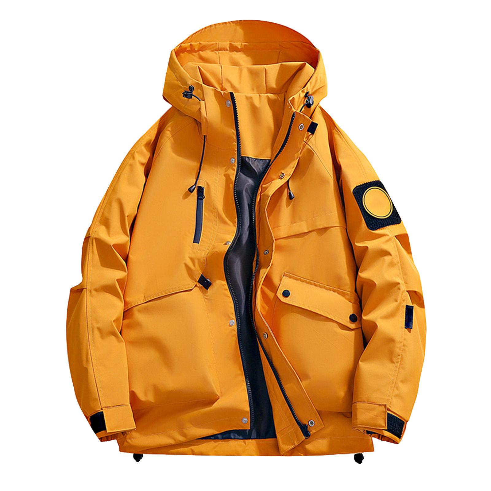 

Унисекс Однотонная Уличная Рабочая Одежда Повседневная Свободная Куртка с Карманами на Молнии Теплая с Длинным Рукавом XL жёлтый