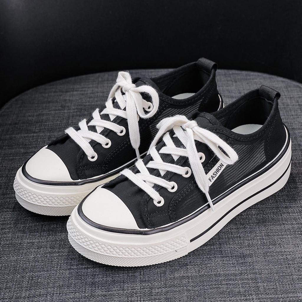 2026 Koreanischer Stil Damen Low-Top Canvas Schuhe - Einfarbige, Leichte, Flache Sohle, Trendige Laufschuhe für die Freizeit