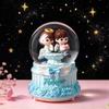 Cartoon Couple Crystal Ball Resin Snow Globe Music Box Toy