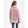 Autumn Winter Women Sweater Knitted Sweater Pullover Loose Casual Striped Turtleneck Sweater