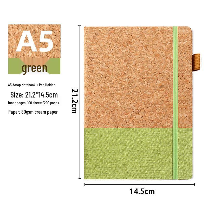 A5 Eco-Friendly Cork Strap Notebook - Creative Wheat Straw Patchwork Diary for Business Customization