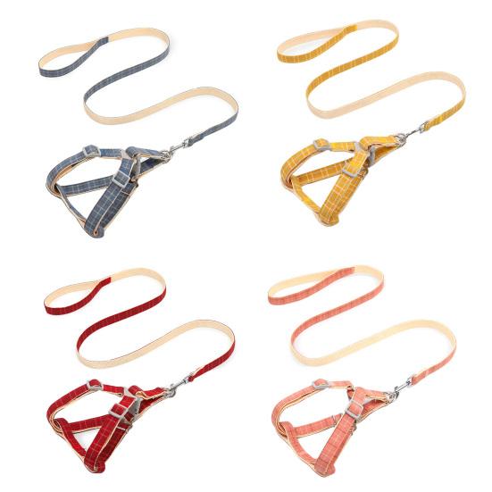 Walking Dog Leash Striped Lattice Traction Rope Anti-bite Chest Strap Pet Supply