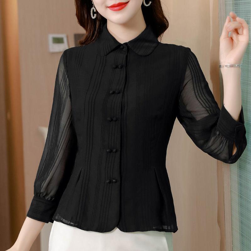 Πουκάμισο, Γυναικείο Ταμπεραμέντο, Πουκάμισο Γυναικείο με Σφιγμένη Μέση, Σιφόν Τοπ Μέσης Ηλικίας