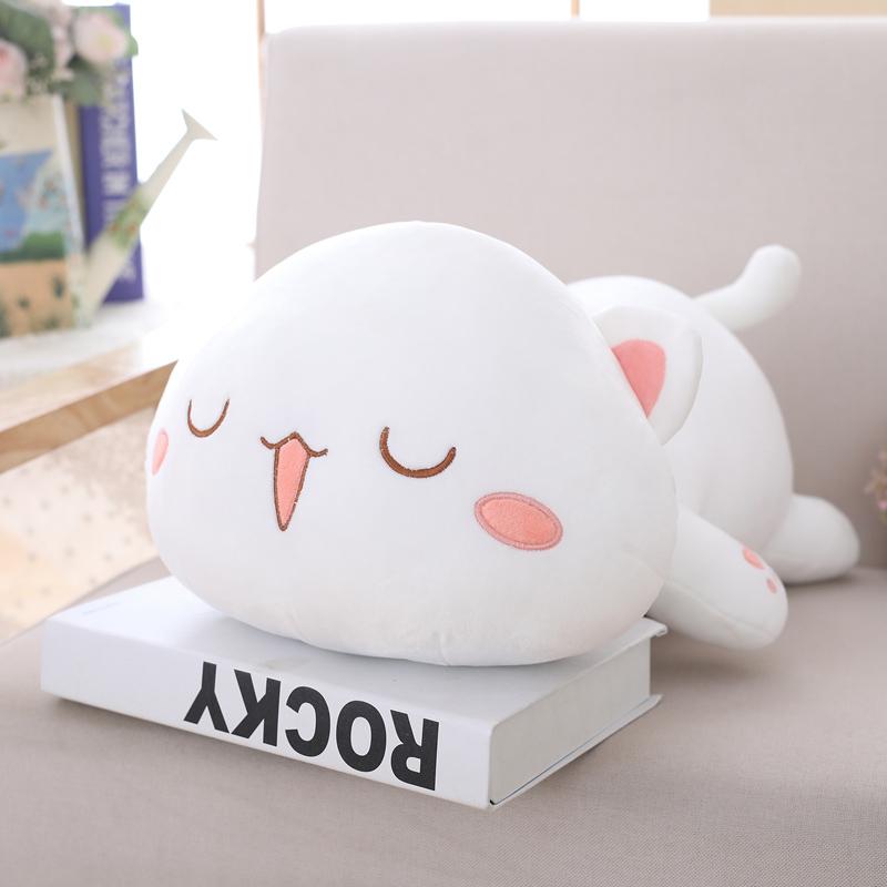 Kawaii Cat Plush Toy Stuffed 35cm 50cm 65cm Lying Cat Pillow White Grey Kids Toys Birthday Gift for Children