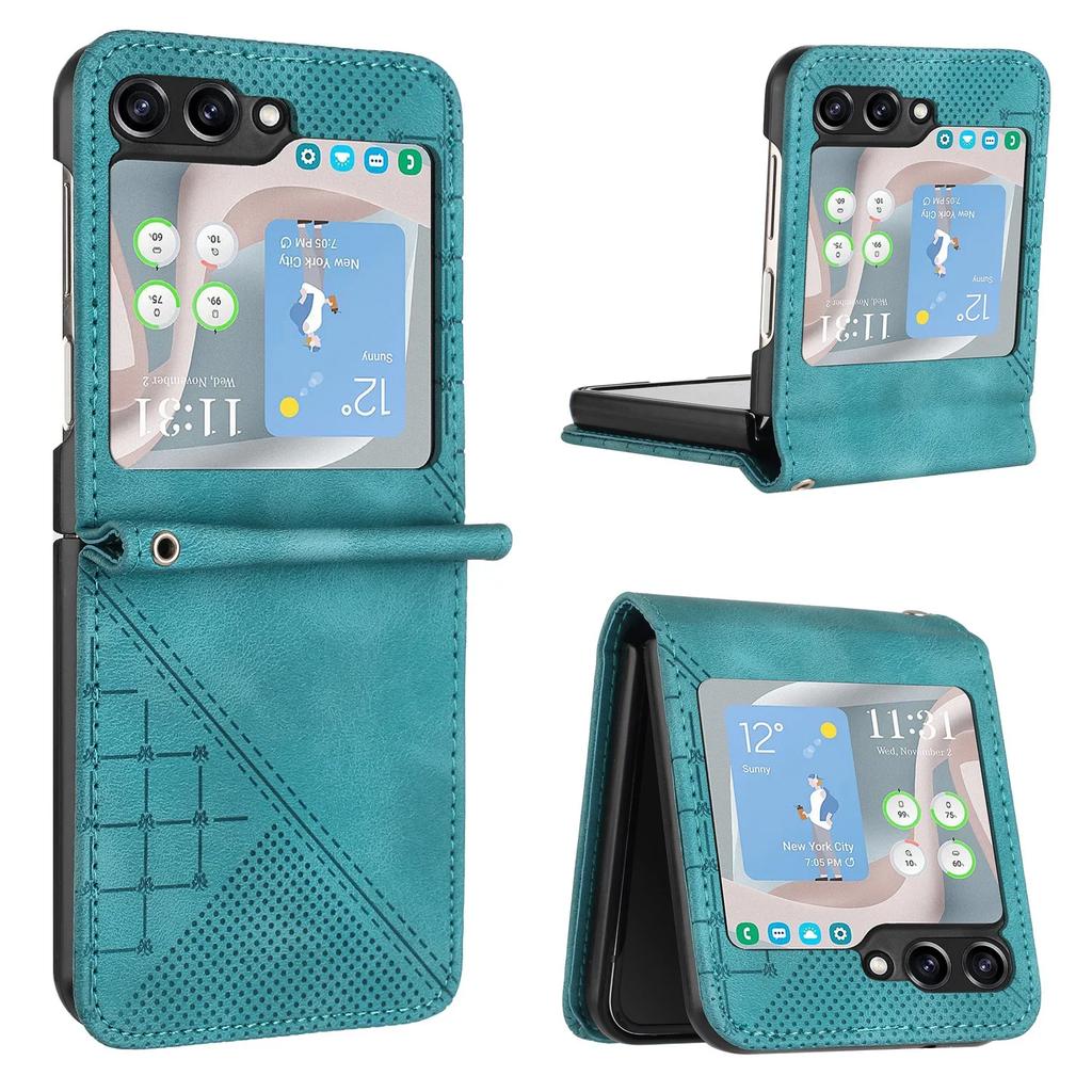 Wrist Strap Leather with Butterfly Phone Case for Samsung Galaxy Z Flip 6 5 4 3 Shockproof Protective Lightweight Cover