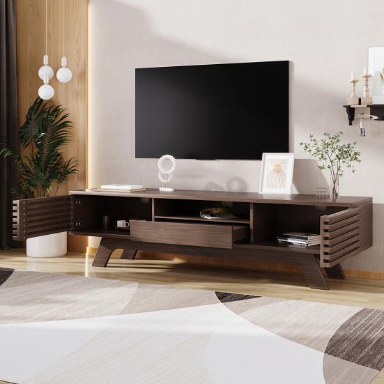 TV Cabinet with One Drawer And Two Doors, TV Furniture, TV Panel, TV Cabinet. Unique Design, Vintage Wood Color.